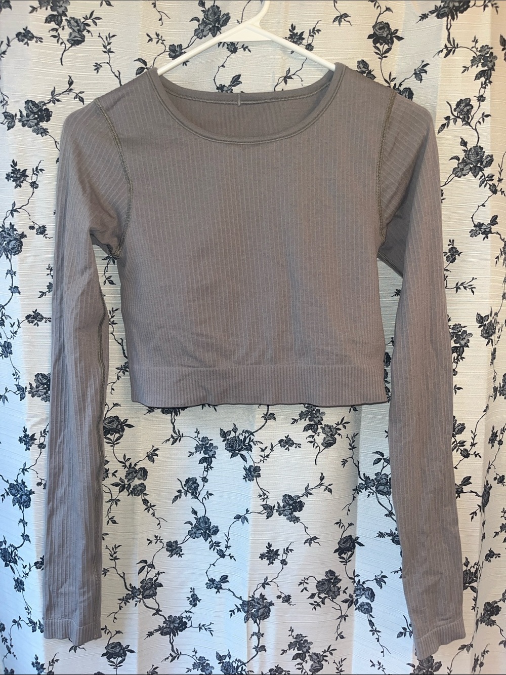 Lululemon Ebb to Street Ribbed Gray Cropped Long Sleeve